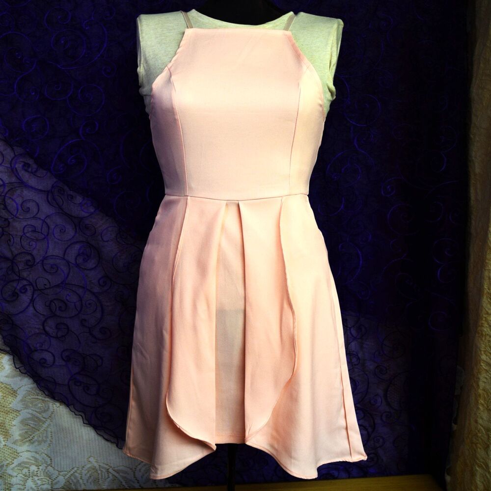Fancy Inn Ballet Pink Mini Dress Womens Sz Small High Neck Party Club Going Out
